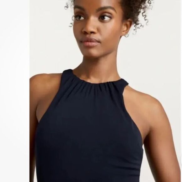 NWT Cinq A Sept | Lezlie Stretch Jersey Sleeveless Midnight Blue Midi Dress 2 - Picture 2 of 13